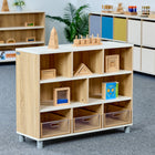 Beleduc Furniture - Palermo Closed Back 8-Cube 3-Layer Classroom Wooden Shelf - Natural Grain-Ideal for classrooms of early childhood education centres