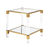 Plata Import Jacques 21"H Square Side Table - Gold-Glamorous design in brushed gold color