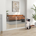 PawHut 30"- 57" Extra Wide Dog Gate with Double Locking System - White-Door opens in both directions