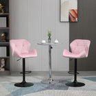 HOMCOM Adjustable Swivel Velvet-Touch Fabric Bar Stools - Pink - 2 Pack-Seat height is adjustable, swivel seat ensures free rotation 
