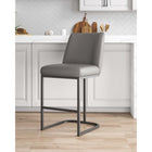 Manhattan Comfort Serena 17.71" Modern Leatherette Upholstered Counter Stool - Grey-Frame Made of Metal with Matte Black Finish