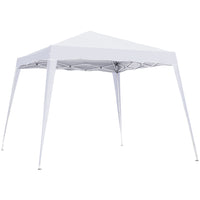 Outsunny 8 ft W x 8 ft L Pop Up Canopy Foldable Outdoor Canopy Tent with Bag - White-Suitable for organizing a small party, a picnic, beach outings, etc