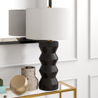 Hudson&Canal Carlin 27" Tall Ceramic Table Lamp with Fabric Shade - Matte Black/White-Handcrafted matte black finish is applied to the round ceramic base