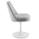 Modway Lippa Swivel Dining Upholstered Side Chair - White Light Grey-Plastic Rubber Ring for Floor Protection