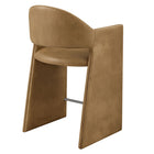 Modway Talia 37" Vegan Leather Counter Stool - Toast-Floor Protecting Foot Pins