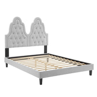 Modway Alexandria Tufted Performance Velvet Twin Platform Bed - Light Grey-Tufted Twin Bed Frame