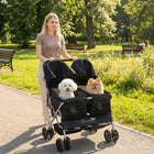 PawHut Double Foldable Dog Stroller with 2-Seater Carrier-Separate cabins provide individual space for each pet during travel
