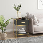 HOMCOM Nightstand with Drawer and Shelf - Black - Set of 2-Materials: MDF, Steel 