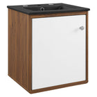 Modway Transmit 18" Wall-Mount Bathroom Vanity - Walnut/Black-Assembly Required