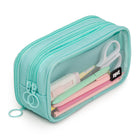 ZIPIT Half & Half 3 Pocket Pencil Case - Teal-Dimensions: 7.8” L x 3.9” W x 2.3” D