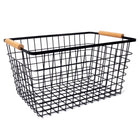 My Home My Living Wire Rectangle Baskets with Wood Handle 3-Piece Set - 14.5”W x 10”D x 8”H - Black-Stylish and functional design make the containers ideal for decoration and storage