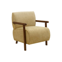 Monarch Specialties Upholstered 31"H Modern Accent Chair With Walnut Solid Wood Supports - Gold Fabric-This upholstered accent chair features a softly curved silhouette in a gold fabric, creating a warm, inviting presence that complements both a living room and bedroom.