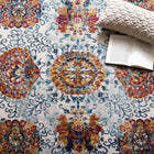 Modway Entourage Kensie Distressed Floral Moroccan Trellis Area Rug - 8 ft W x 10 ft L - Ivory Blue Red Orange Yellow-Protect Floors From Foot Traffic / Furniture