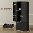 HOMCOM 72" H Kitchen Pantry Cabinet with LED Light and Door Shelves - Black-Classic farmhouse design with elegant details enhances your home's aesthetic appeal 