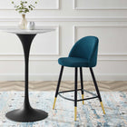 Modway Cordial Fabric Counter Stools - Azure - Set of 2-Matte Black Metal Legs
