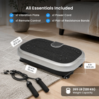 MotionGrey Vibration Plate Exercise Machine with Resistance Bands and Remote Control - 265 lb Capacity - Black-Colour: Black