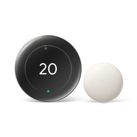 Google Nest Learning Thermostat (4th gen) with Nest Temperature Sensor (2nd gen) - Polished Silver-The Nest Learning Thermostat works with any Nest Temperature Sensor. Put the included 2nd gen sensor in any room to help manage hot and cold spots.