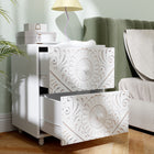 HOMCOM Nightstand, Mid-Century Style for Bedroom - White-Elevated legs with protective foot pads