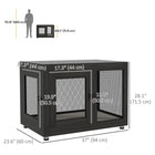 PawHut 37" L Pet Crate End Table with Water-Resistant Cushion and Double-Door - Black-Steel wires allow pets to see the world 