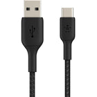 Belkin Braided USB-A to USB-C Cable - 1m - Black-Supports standard charging up to 15W 