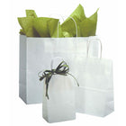 Eddie's Hang Up Shopping Bags with Handles - 50% Recycled Kraft Paper - 16" W x 6" D x 12" H - White - 25 Pack-40% post-consumer 11% post-industrial recycled content