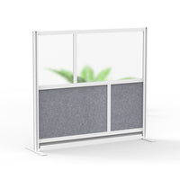 Luxor Modular Wall - 53" W x 48" H - Segmented Grey Frame, Frosted Acrylic, Cool Grey PET-Creates semi permanent privacy in shared spaces