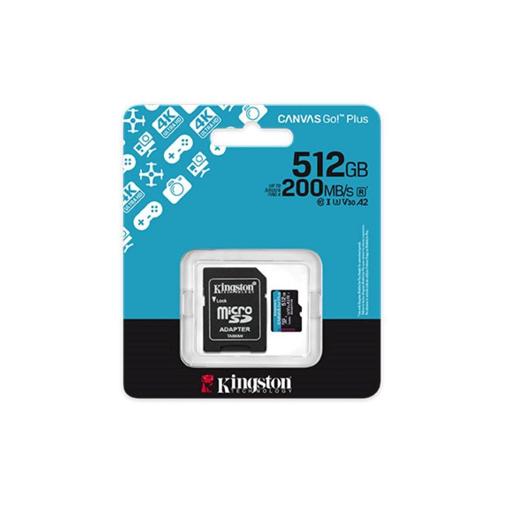 Kingston 512 GB microSDXC Canvas Go Plus Gen4 Card + Adapter