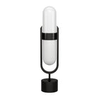 Hudson&Canal Blair Pill-Shaped Table Lamp with Milk Glass Shade - Blackened Bronze/White-Rated for two E26-base, 60W A19 bulbs or LED equivalent, Bulbs not included