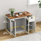 PawHut 44" Dog Crate Furniture with Double Doors and Storage Drawer - White-Non-slip foot pads safeguard floors and enhance stability 
