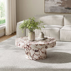 Modway Alora Indoor/Outdoor Patio Concrete Round Coffee Table - Red Marble-Faux Stone Finish