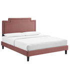Modway Liva Performance Velvet King Bed - Dusty Rose-Stain-Resistant Performance Velvet