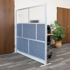 Luxor Modular Wall - 70" W x 70" H - Segmented Grey Frame, Frosted Acrylic, Cool Grey PET-Integrates with the Room Divider System for scalable layouts