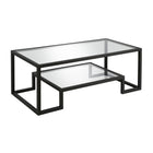Hudson&Canal Athena 45"W Rectangular Coffee Table - Blackened Bronze-Top has a weight capacity of 60 lbs, shelf can hold 40 lbs