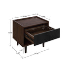 Manhattan Comfort Duane 20.23" Mid-Century Modern Nightstand 2-Piece Set - Dark Brown/Black-Handless Design