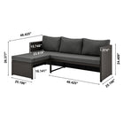Manhattan Comfort Menton Modern Patio 2-Seater and Lounge Chair Set with Coffee Table - Brown/Grey-Coffee Table Measures: 17.72" Length, 17.72" Depth, 26.38" Height