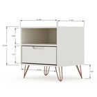 Manhattan Comfort Rockefeller 20.08" Mid-Century Modern 1-Drawer Nightstand - Off White-Includes 1 Open Shelf, and 1 Drawer