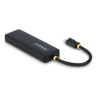 StarTech 4-Port USB-C Hub-COMPACT & PORTABLE: Compact and lightweight design with 5in (13cm) attached USB-C cable for travelling and desktop use, Cable Management Clip prevents tangles, Three ports on one side/one on the end for easy access when connecting/disconnecting devices