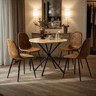 Homy Casa Upholstered Guest & Reception Chairs - Brown Fabric - 4 Pack-Perfect for 30"-36" dining tables: Tailored for kitchens, apartments, and offices.