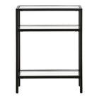 Hudson&Canal Sivil 22"W Console Table - Blackened Bronze-Tabletop and shelves are made of durable tempered glass