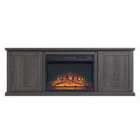 Manhattan Comfort Franklin 60" Modern Fireplace - Black and Brown - Set of 2-Traditional Barn-Like Electric Fireplace for Indoor Living Room Usage
