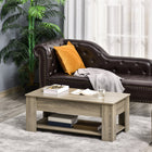 HOMCOM Lift Top Coffee Table with Hidden Storage Compartment and Shelf - Grey-Rectangle design matches any decor style in your home