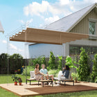 Outsunny 8.2' L x 8.4' W Retractable Pergola Canopy Replacement for 10' L x 10' W Frame (Cover Top) - Tan-This pergola cover has pockets only for six bars