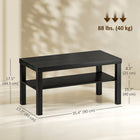 HOMCOM 2 Tier Coffee Table with Storage Shelf for Living Room - Black-Fits into any setting, including living rooms, offices, or other open spaces