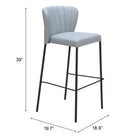 Zuo Linz Barstool - Grey - Set of 2-3 year limited warranty