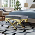 Modway Rove Velvet Performance Velvet Bench - Gold/Grey-Dense Foam Padding for Comfort