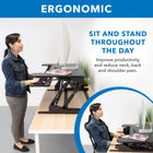 Mount-It! 36" Wide Standing Desk Converter with Gas Spring - Black-The wide design allows enough room for a dual monitor setup or a monitor and laptop combo