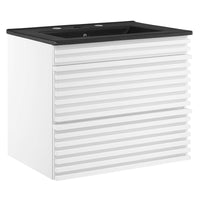 Modway Render 24" Wall-Mount Bathroom Vanity - White/Black-Mid-Century Modern Vanity