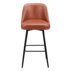 Zuo Keppel Swivel Barstool - Brown-Plush and durable faux leather fabric