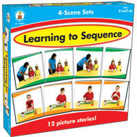 Carson Dellosa Education Learning to Sequence Game - 4-Scene Sets-Children will eagerly assemble the pieces of these picture stories to determine what happens next