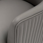 Manhattan Comfort Raya 25.2" Modern Leatherette Upholstered Dining Armchair - Taupe-Floating Style Chair with Beautiful Vertical Ribbed Back Stitching on Geometrical Gold Base with Unique Floating Round Details Gold Connecting Balls